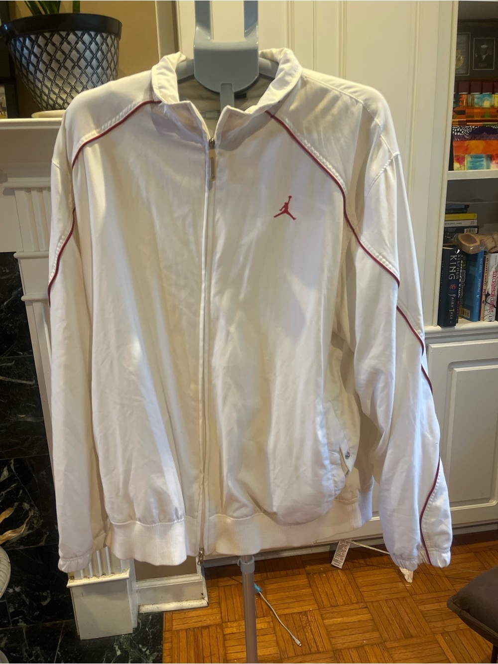 Jordan White Lightweight Track Jacket with Red Trim